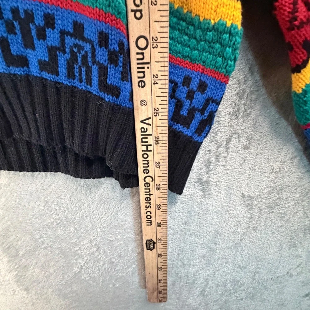 Vintage Lightning Bolt 90s Knit Sweater L Dopamine Dressing Grandpa Core